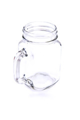 Empty vintage mason Jar on White background