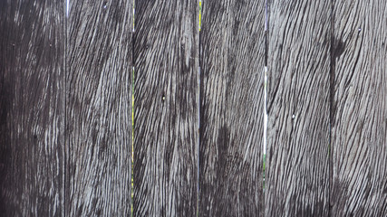 The wooden sheet fence has a deep gray tread pattern