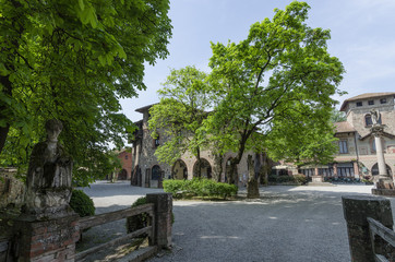 Fototapeta na wymiar Partial view of the ancient village of Grazzano Visconti