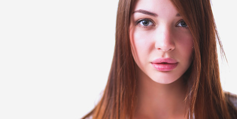 Portrait of beautiful woman on bed at bedroom