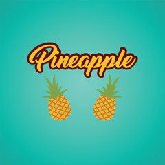 Pineapple tropical fruit. Vector object. Health symbol.