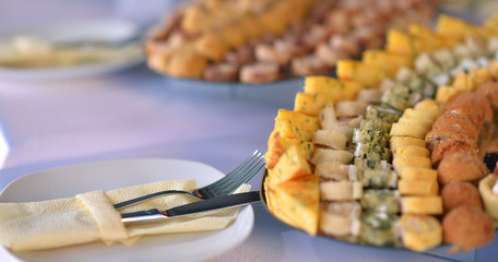 variety catering food on a table, food decoration, party concept, delicatessen