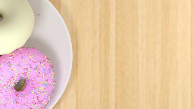 Donut sprinkles  3d rendering footage camera movements
