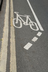 Fototapeta premium Cycle Lane Road Markings with bicycle symbol