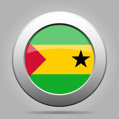 Flag of Sao Tome and Principe. Metal round button.