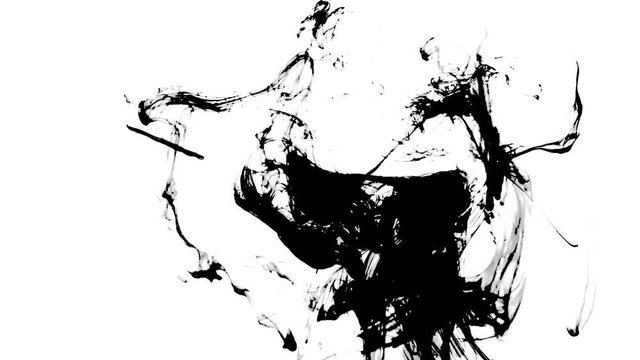 abstract black ink in water on white background
