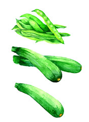 Healthy food. Zucchini, green peas