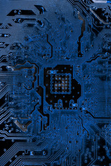 Abstract close up of Electronic Circuits in Technology on Mainboard computer background 
(logic board,cpu motherboard,Main board,system board,mobo)
