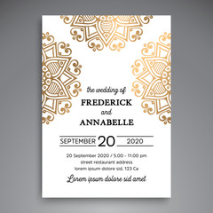 Vector luxury wedding invitation with mandala