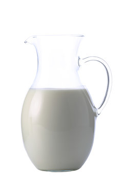 Jar with some milk isolated on white