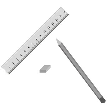 Vector image devices for drawing. The line, angle, pencil and eraser.