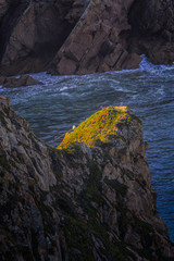 A lone fisherman on the Atlantic coast. Cape of Roca, Portugal.