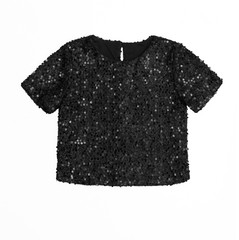 black short top with sequins isolated on white background