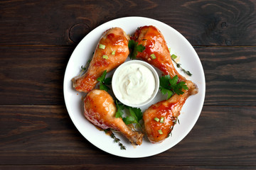 Cooked chicken drumstick