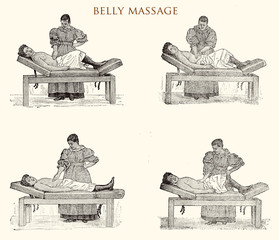 Belly massage, vintage illustration