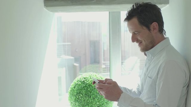 Man using smart phone