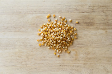 Corn on the wooden table