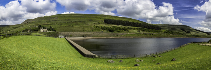Panorama of Woodhead reservoir, peak district , UK