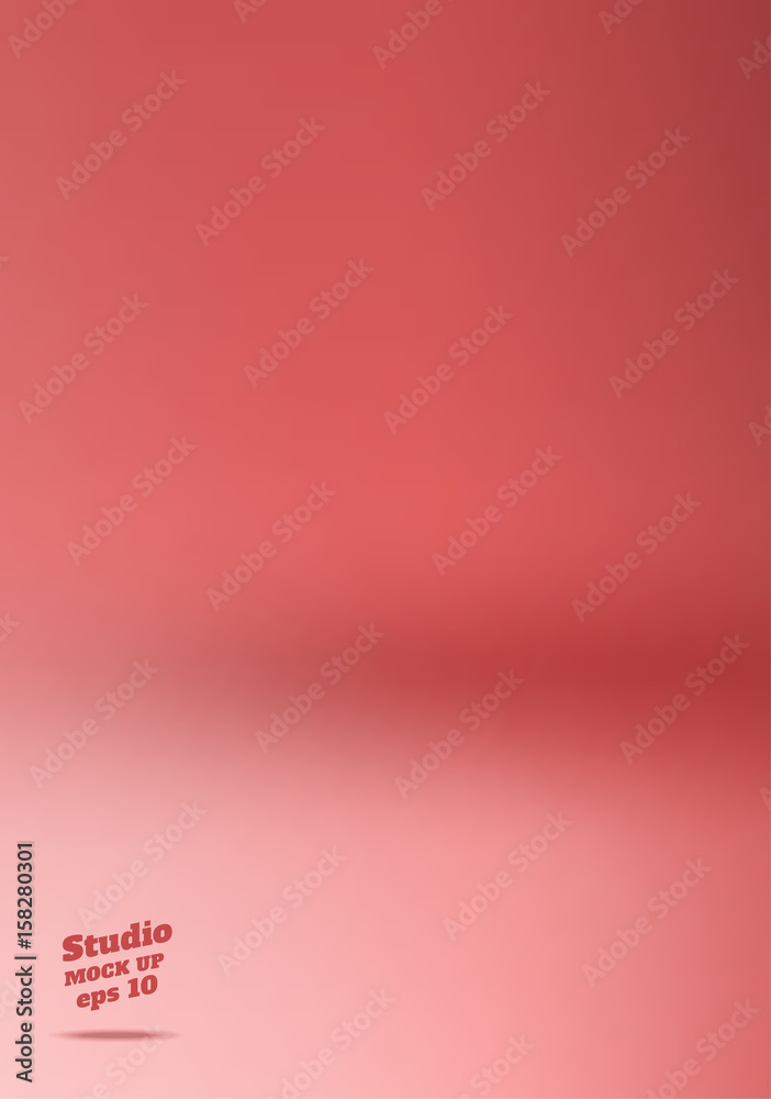 Wall mural vector,empty soft red studio room background in portrait orientation ,template mock up for display o