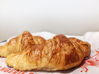 fresh croissant on table ,Delicious!