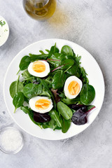 Spring salad with greens and eggs
