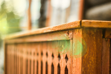 the orange wooden fence