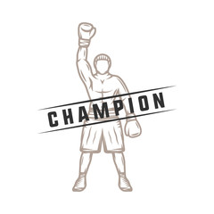 Vintage retro boxer. Can be used for logo, badge, emblem, mark, label. Graphic Art. Illustration.