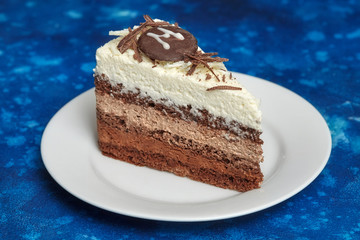 Delicious mousse cake with three different kind of chocolate