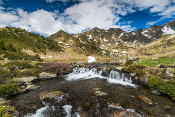 Naklejka na ściany i meble Vista over wilderness in Pyrenees mountains