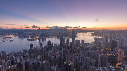 Fototapeta premium Sunrise on Victoria Harbour, Hong Kong