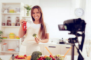 Attractive Blogger Girl Making Video For You