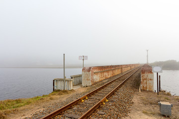 Fototapeta na wymiar misty railway line
