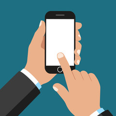 Smart phone holding. Vector.