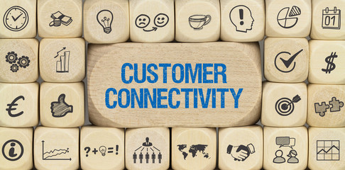 Customer Connectivity / Würfel mit Symbole