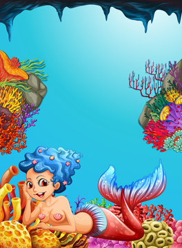 Mermaid swimming under the ocean