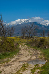 Fototapeta na wymiar Almanzor peak from old road in Candeleda