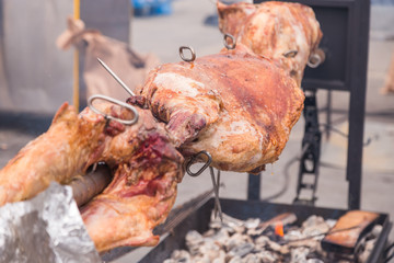 Preparing a ram on a spit