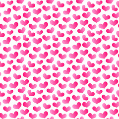 Seamless pattern of pink hearts on white background, hand-drawn cute hearts, Valentines day background, EPS 8