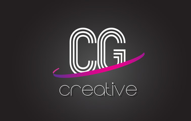 CG C G Letter Logo with Lines Design And Purple Swoosh.