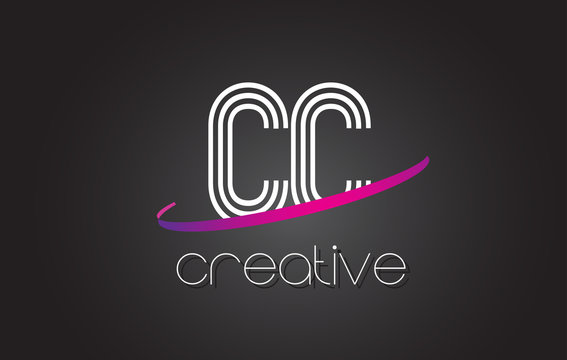 CC C C Letter Logo with Lines Design And Purple Swoosh.