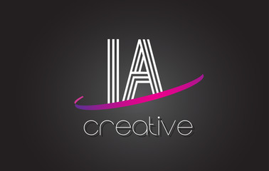 IA I A Letter Logo with Lines Design And Purple Swoosh.