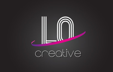 LO L O Letter Logo with Lines Design And Purple Swoosh.