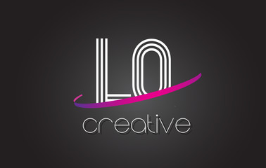 LQ L Q Letter Logo with Lines Design And Purple Swoosh.