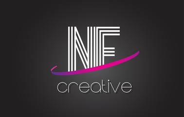 NF N F Letter Logo with Lines Design And Purple Swoosh.