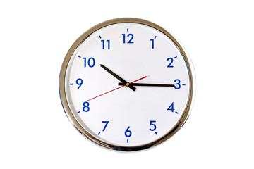 Analog clock isolated on white background with clipping path.
