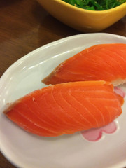 Japanese Sushi - Nigiri salmon Sushi  on White bowl