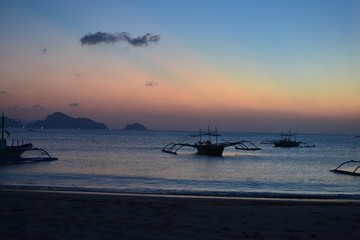 Sunset with boat in the Philippines