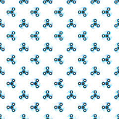 Pattern of blue spinners. A modern antistress toy in a flat style. A toy for hands and fingers. Spinners fly on a white background