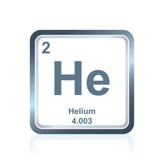 Symbol of chemical element helium as seen on the Periodic Table of the Elements, including atomic number and atomic weight.