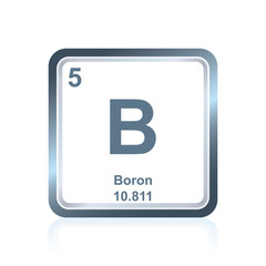 Symbol of chemical element boron as seen on the Periodic Table of the Elements, including atomic number and atomic weight.